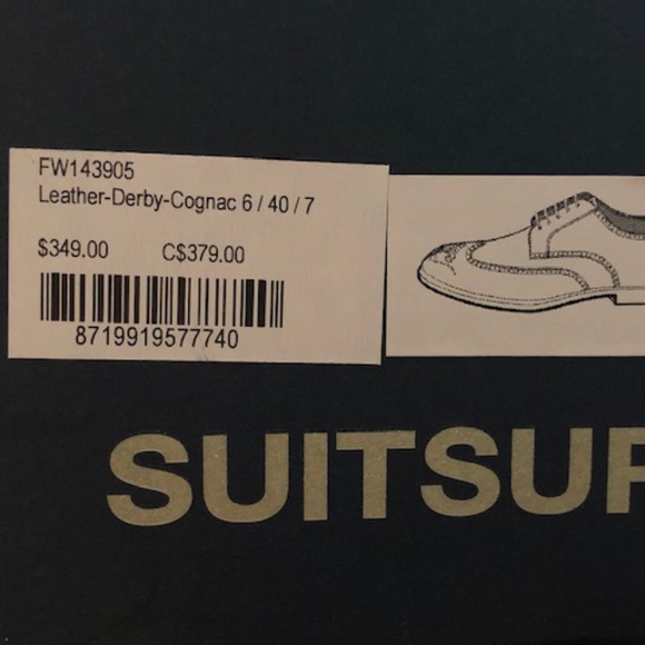 BRAND NEW Suit Supply Cognac Leather Derby Brogues